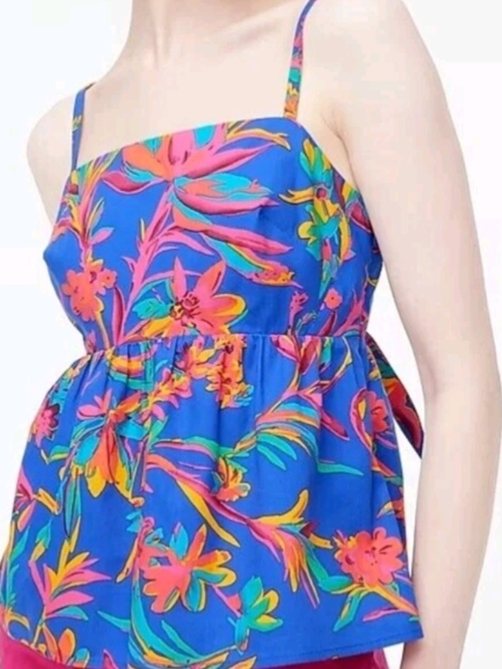 J. Crew Blue Floral Tie-Back Tank